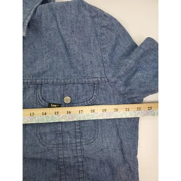 Vintage LEE jean Chambray Snap Shirt Men's Large Made USA Pockets Metal